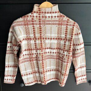 Rachel Zoe plaid houndstooth mock neck sweater